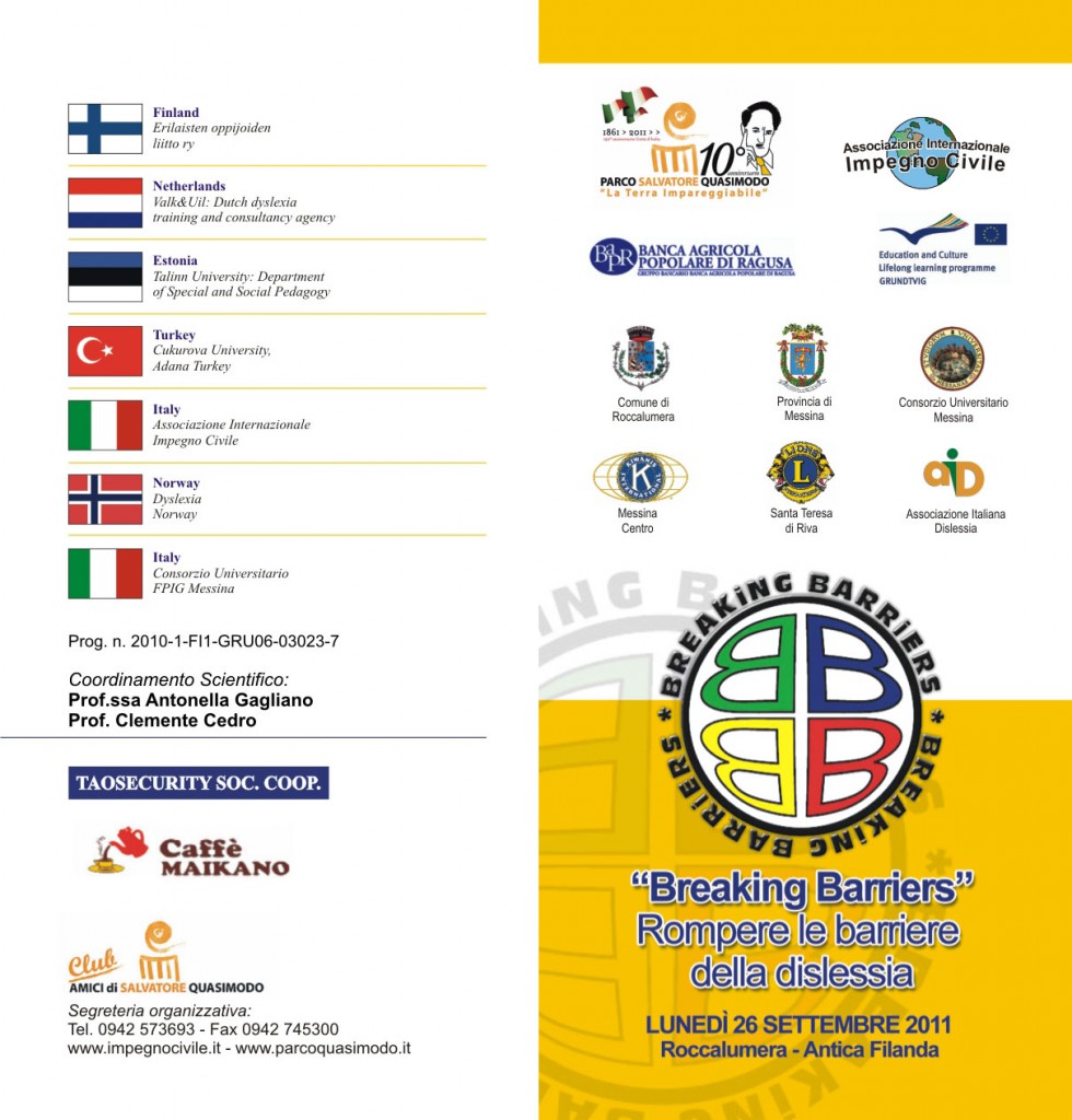 Convegno Europeo ” Breaking Barriers- Rompere le barriere della dislessia ” Roccalumera