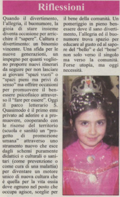 La Gazzetta Jonica elogia il Parco Quasimodo di Roccalumera – 27 febbraio 2009