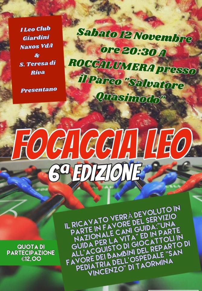 Focaccia Leo – 12 Novembre 2016