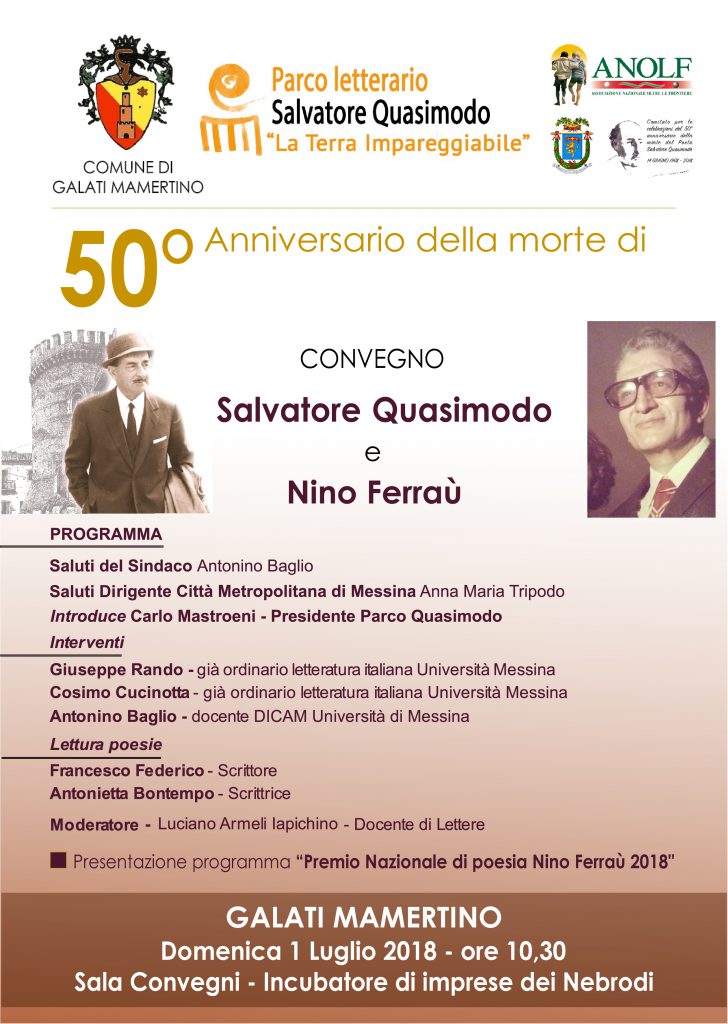 Tra Quasimodo e Ferraù : convegno 1 Luglio a Galati Mamertino