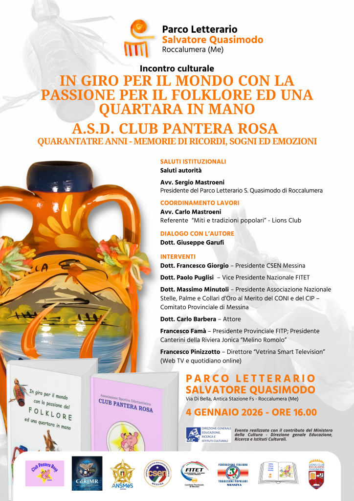 Incontro “In giro per il mondo con la passione per il folklore ed una quartara in mano” – 4/01/2026